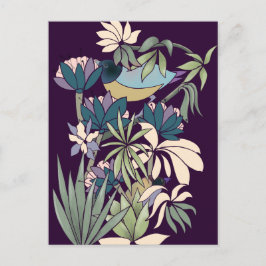 Boho-Vogelgarten lila Postkarte