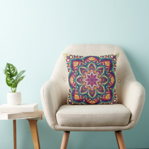 Boho-Volkskunst-Blume Kissen