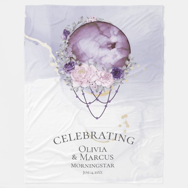 BOHO Vollmond Amethyst Watercolor Celestial Fleecedecke (Vorderseite)