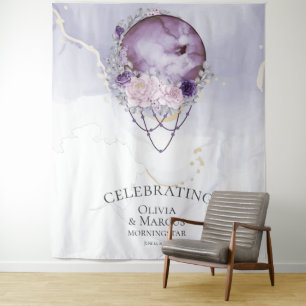 BOHO Vollmond Amethyst Watercolor Celestial Wandteppich