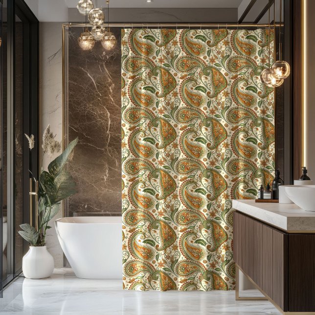 Boho Vorhang-Geschenk für Opas Bad Duschvorhang (Paisley Bath Curtain Earthy Gift for Their Home)