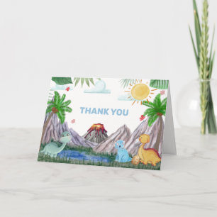 Boho Vulkan Bergwald Dinosaurier Baby Shower Dankeskarte