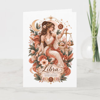 Boho Waage-Zodiac Terrakotta Botanische Astrologie Karte