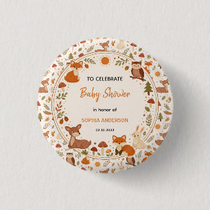 Boho-Wald-Baby-Party Rustikale Waldtiere Button