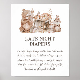 Boho-Wald-Baby-Party 'Späte Nachtwindel' Poster