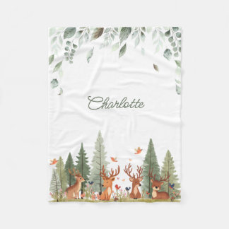 Boho-Wald-Babymantel | Reh-Wald-Kinderzimmer Fleecedecke