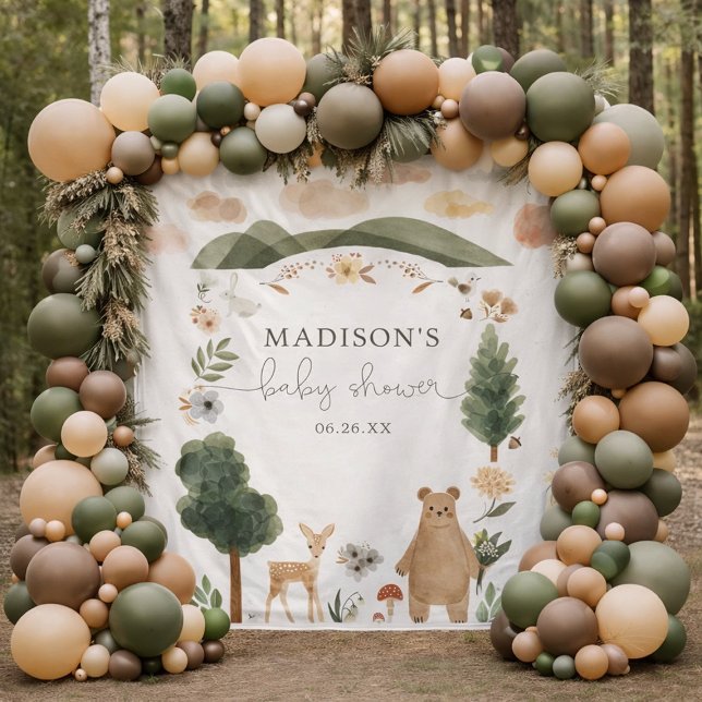 Boho-Wald-Babyshower-Hintergrund-Tapete Wandteppich (Von Creator hochgeladen)