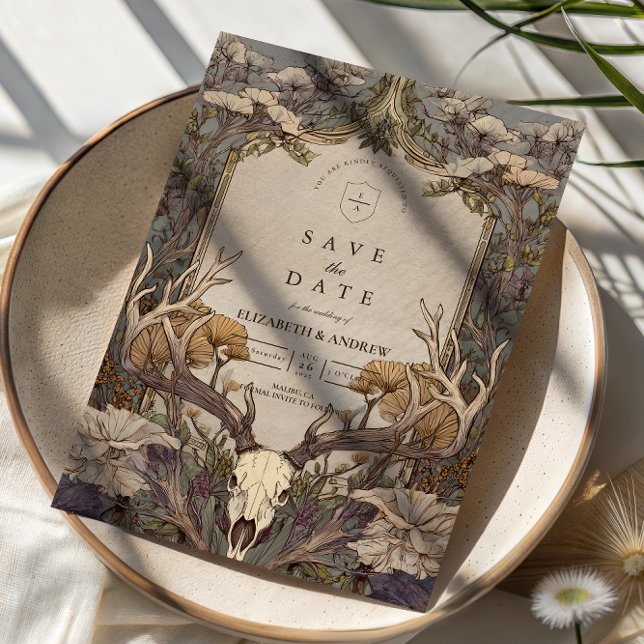 Boho-Wald-Geweih-Hochzeit Save The Date (Von Creator hochgeladen)