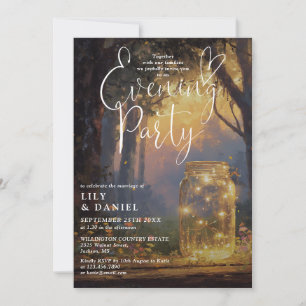 Boho-Wald-Mason-Glas-Hochzeitsabend-Party Einladung