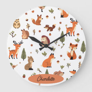 Boho-Wald-Personalisierte Baby Große Wanduhr
