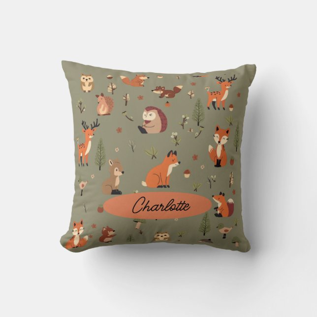 Boho-Wald-Personalisierte Baby Kissen (Vorderseite)