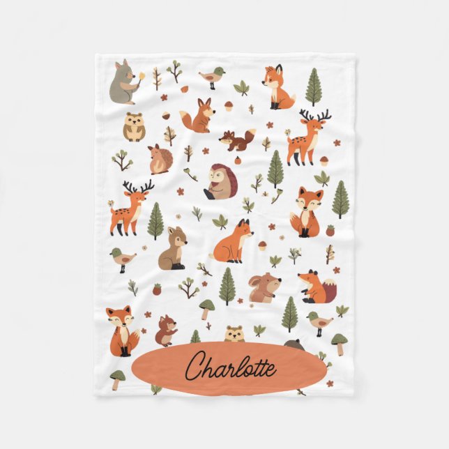 Boho-Wald-Personalisierte Babydecke Fleecedecke (Vorderseite)