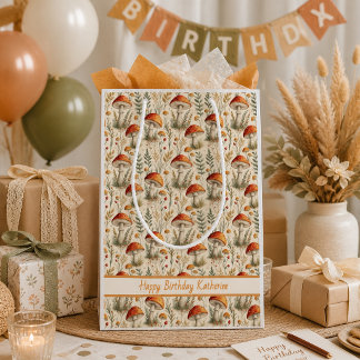 Boho-Wald-Pilzmuster Mittlere Geschenktüte