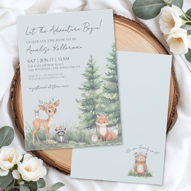 Boho-Wald-Tier-Wald-Baby-Party Einladung (Forest Animal Boho Woodland Baby Shower Invitation)
