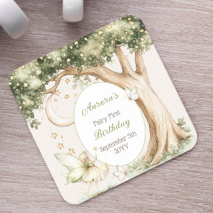 Boho-Wald-Watercolor-Fee-Geburtstag Rechteckiger Pappuntersetzer