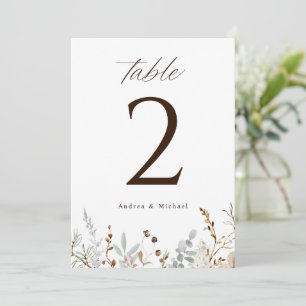 Boho-Wald-Wiesen-Wildblumen-Hochzeit-Tischnummern Einladung