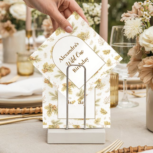Boho-Wald-Wild-One-Geburtstag Serviette (Von Creator hochgeladen)