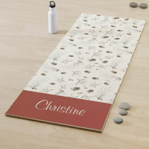 Boho-Wald-Winterbeeren-Monogramm Yogamatte