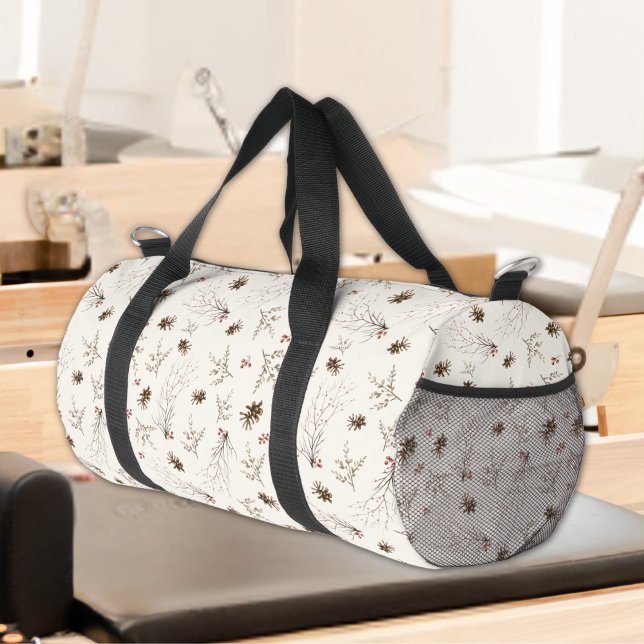 Boho-Wald-Winterbeeren-Muster Duffle Bag (Von Creator hochgeladen)