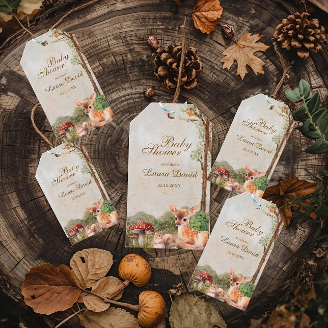 Boho Wald Woodland Tiere Rustic Baby Dusche Geschenkanhänger (Von Creator hochgeladen)