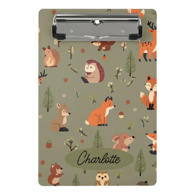 Boho-Waldlandschaft personalisiert  Mini Klemmbrett (Vorderseite)