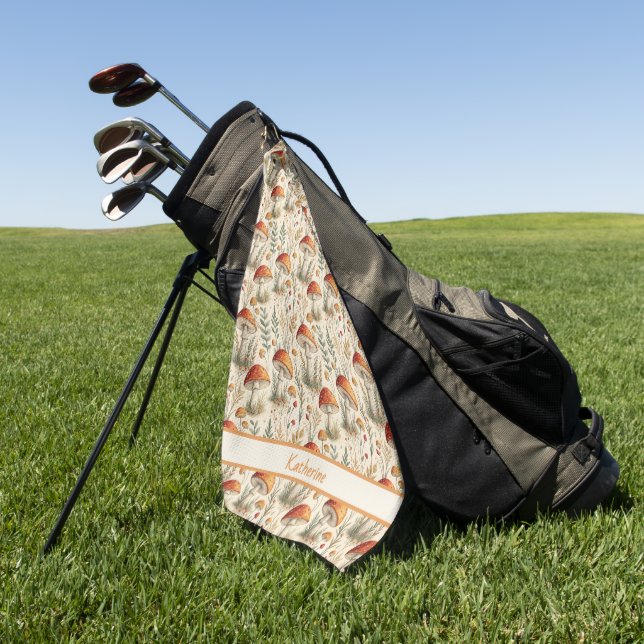 Boho-Waldpilzmuster Golfhandtuch (Gras)