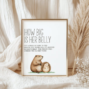 Boho-Waldtiere-Baby-Shower-Bauch-Spiel-Schild Poster