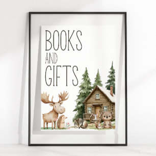 Boho-Waldtiere-Baby-Shower-Bücher-Geschenke-Schild Poster