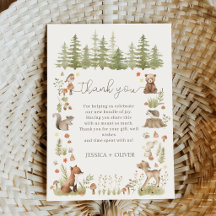 Boho-Waldtiere-Baby-Shower-Dankeskarten 