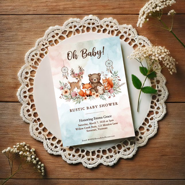 Boho Waldtiere Baby Shower Einladung (Von Creator hochgeladen)