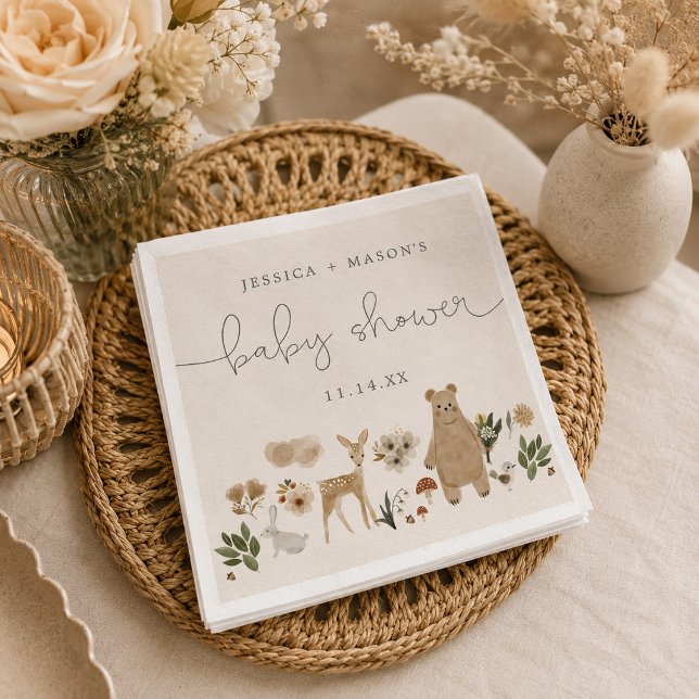 Boho-Waldtiere-Baby-Shower-Servietten Serviette (Von Creator hochgeladen)