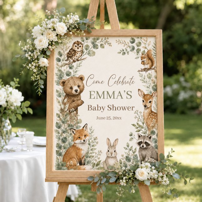 Boho-Waldtiere-Baby-Shower-Willkommensschild Poster (Von Creator hochgeladen)