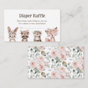 Boho-Waldtiere-Baby-Shower-Windeln-Raffle Begleitkarte