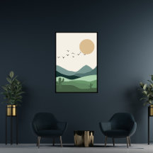 Boho wall Art, Abstrakt Landschaft Sonnenuntergang