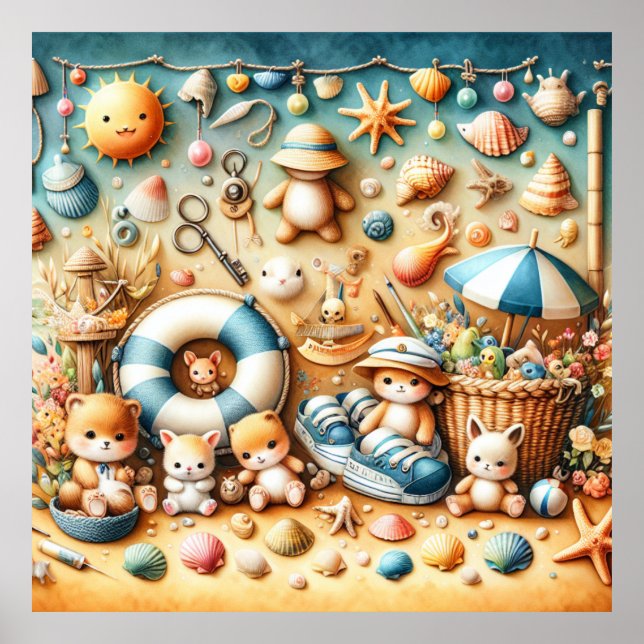 Boho Wall Pinned Beach Kinderzimmer Poster (Vorne)