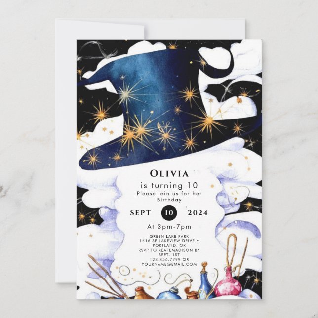 Boho Wand Magic Wizard Geburtstag Einladung (Vorderseite)