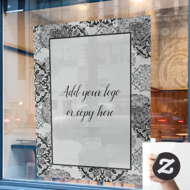 Boho Warm Grays Mandalases Fensterheber Fensteraufkleber (Café-Fenster)