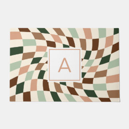 Boho Warped Checkerboard Monogramm Fußmatte