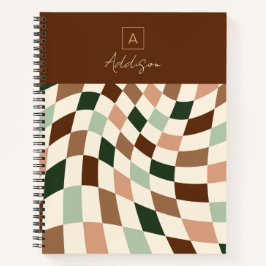 Boho Warped Checkerboard Personalisiert Notizbuch