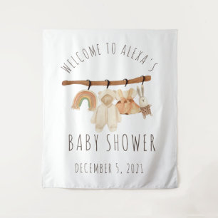 Boho-Wäscheleine-Baby-Shower-Willkommensschild-Tap Wandteppich