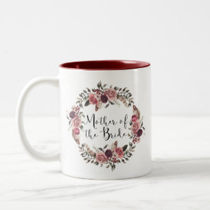 Boho Wasserfarbe Blumenreath Mutter der Braut Zweifarbige Tasse