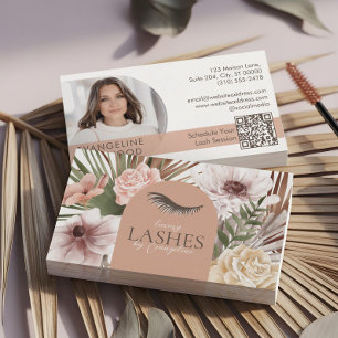 Boho-Wasserfarbe-Boho-Floral-Wimpernverlängerungen Visitenkarte