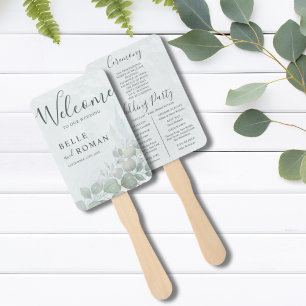 Boho-Wasserfarbe-Eukalyptus-Grüne-Hochzeitsprogram Fächer