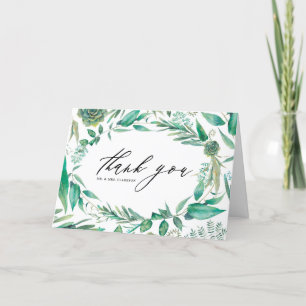 Boho Wasserfarbe Eukalyptus und Sukkulturen Rahmen Dankeskarte