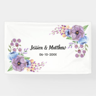 Boho-Wasserfarbe-Floral-Lila- und Türkis-Personali Banner