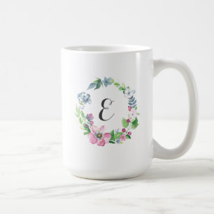 Boho-Wasserfarbe Floral & Schmetterling Monogram Kaffeetasse