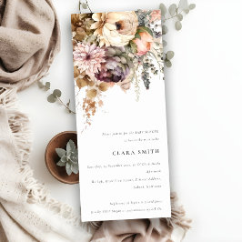 Boho Wasserfarbe Herbst Blumenstrauß Babydusche Einladung