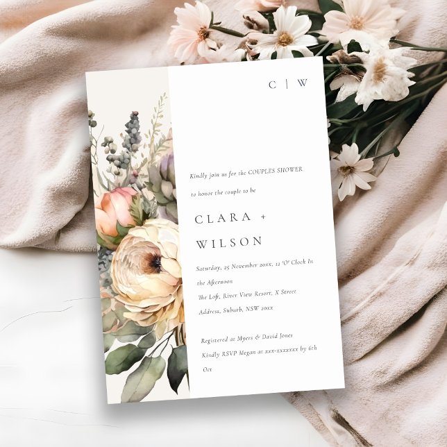 Boho Wasserfarbe Herbstdusche Blütendusche Einladung (Von Creator hochgeladen)