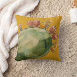 Boho-Wasserfarbe Kaktusfeigenfrucht Kissen