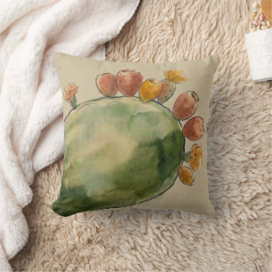 Boho-Wasserfarbe Kaktusfeigenfrucht  Kissen
